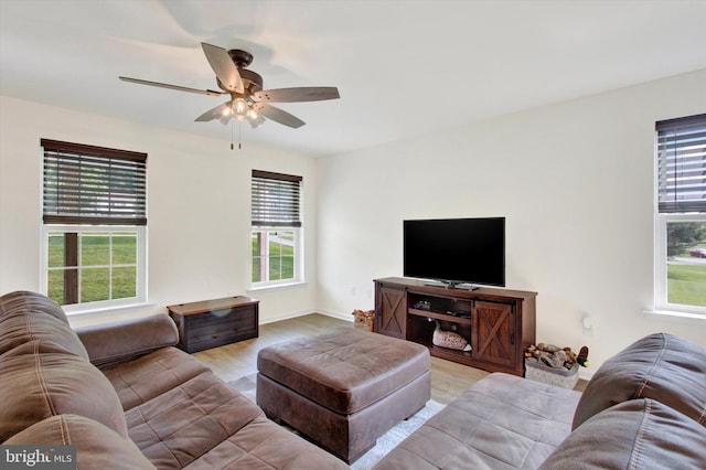2536 Stoverstown Rd, Spring Grove, PA 17362 - living room featuring plenty of natural light, wood finished floors, and a ceiling fan