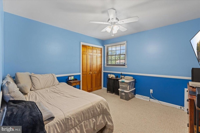 1609 Wills Pl, Vineland, NJ 08361 - carpeted bedroom featuring baseboards, a closet, and ceiling fan