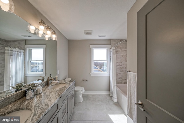 547 Webb Rd # Ad, Chadds Ford, PA 19317 - full bathroom featuring double vanity, healthy amount of natural light, shower / tub combo, and toilet
