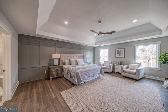 547 Webb Rd # Ad, Chadds Ford, PA 19317 - bedroom featuring a tray ceiling, dark wood finished floors, baseboards, and recessed lighting