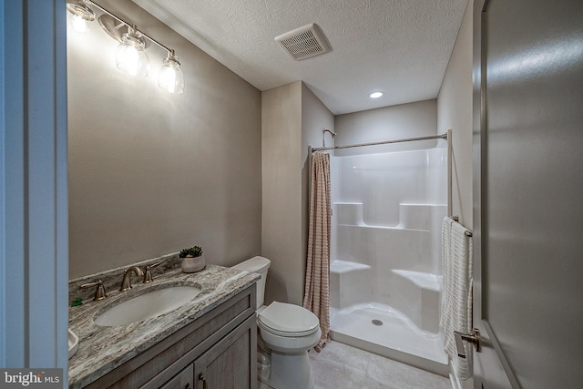 547 Webb Rd # Ad, Chadds Ford, PA 19317 - full bathroom featuring toilet, a shower with curtain, vanity, a textured ceiling, and tile patterned flooring