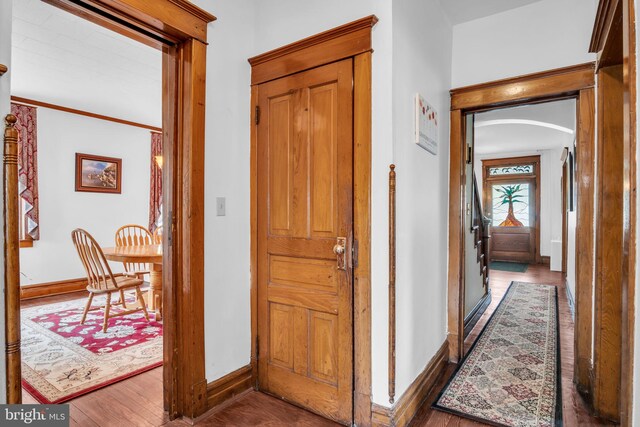 1749 Carrolls Tract Rd, Orrtanna, PA 17353 - foyer entrance with baseboards, wood finished floors, and arched walkways