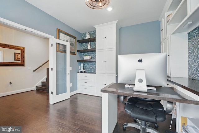 2069 Alder Ln, Dumfries, VA 22026 - office area featuring dark wood finished floors and baseboards
