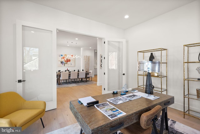 1519 Spring Vale Ave, Mclean, VA 22101 - home office featuring light wood-style flooring and recessed lighting