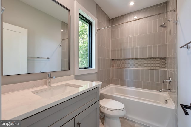 6800 Old Chesterbrook Rd, Mclean, VA 22101 - full bath with  shower combination, vanity, toilet, tile patterned floors, and recessed lighting