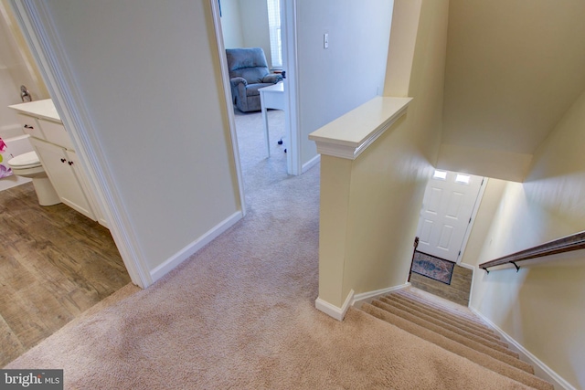 605 Byler Cir, Lebanon, PA 17042 - stairway featuring carpet floors and baseboards