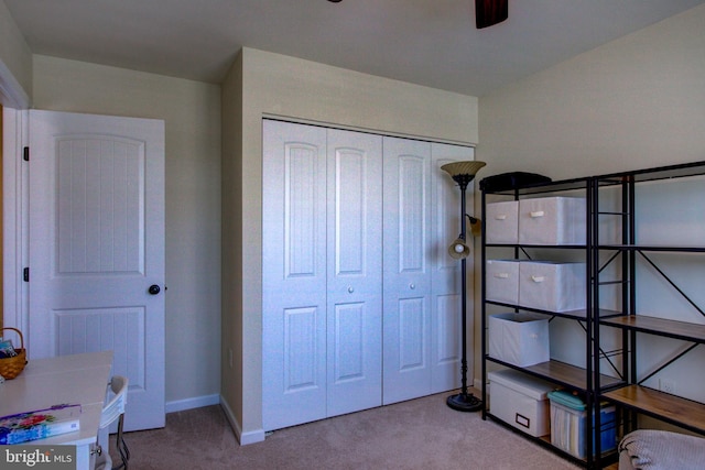605 Byler Cir, Lebanon, PA 17042 - bedroom with carpet flooring, a closet, baseboards, and ceiling fan