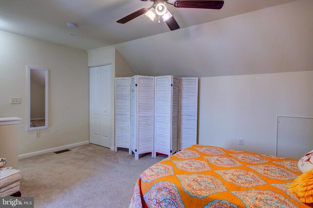 605 Byler Cir, Lebanon, PA 17042 - carpeted bedroom with lofted ceiling, ceiling fan, and baseboards