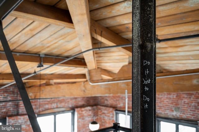1147 N 4th St Unit 6F, Philadelphia, PA 19123 - detailed view of wood ceiling with exposed beams