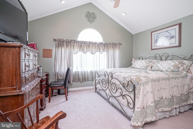 201 Morton, Rosenhayn, NJ 08352 - carpeted bedroom featuring vaulted ceiling, ceiling fan, baseboards, and recessed lighting