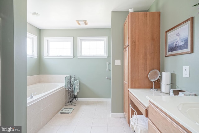201 Morton, Rosenhayn, NJ 08352 - full bathroom featuring a bath, vanity, healthy amount of natural light, and tile patterned flooring