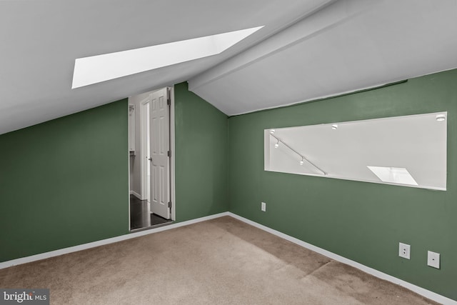 1040 Muscovy Ln, Bensalem, PA 19020 - additional living space with vaulted ceiling, baseboards, carpet, and a skylight