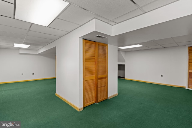 1040 Muscovy Ln, Bensalem, PA 19020 - finished basement featuring a paneled ceiling, baseboards, and carpet floors