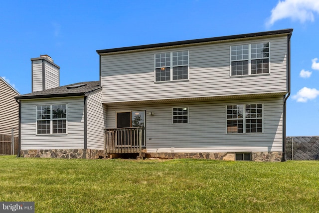 1040 Muscovy Ln, Bensalem, PA 19020 - back of house featuring a lawn and a chimney