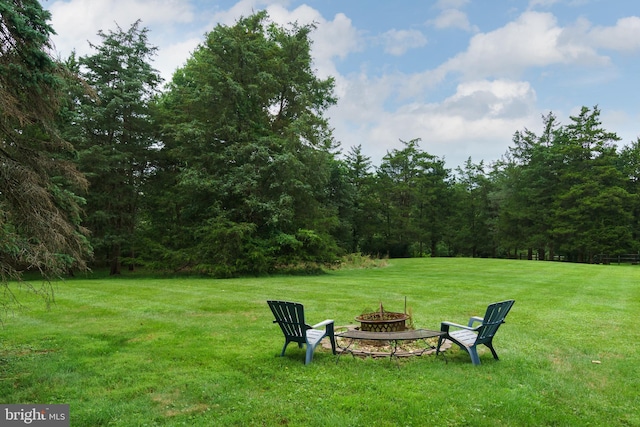 50 Skillman Rd, Skillman, NJ 08558 - view of green lawn featuring a fire pit and a view of trees