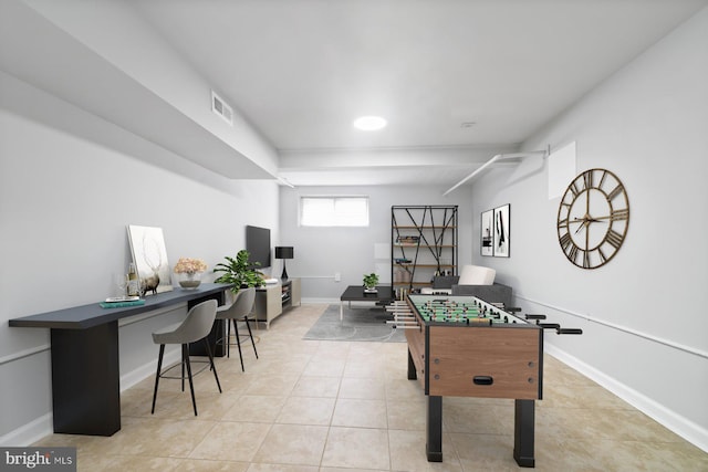 813 N Linwood, Baltimore, MD 21205 - playroom with a desk, tile patterned flooring, and baseboards