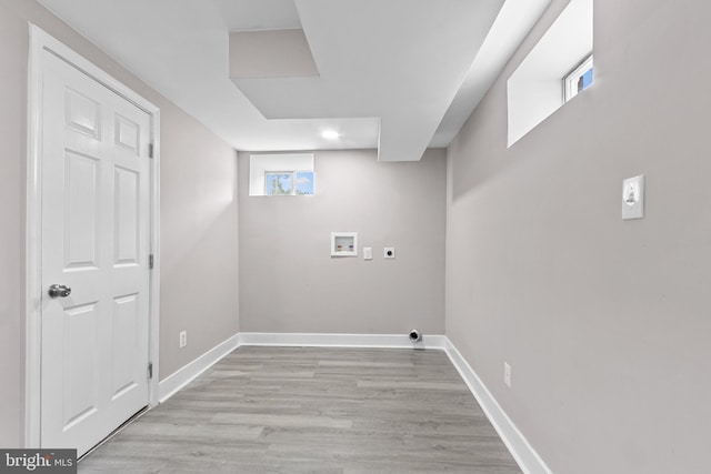 2723 Keating St, Temple Hills, MD 20748 - laundry room featuring hookup for an electric dryer, hookup for a washing machine, baseboards, and light wood finished floors