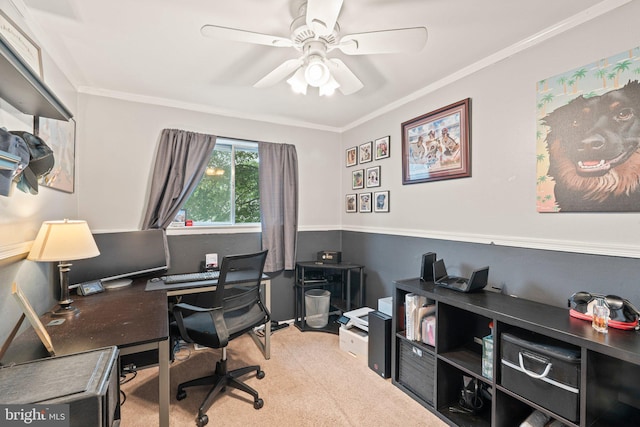 34 Swarthmore Ave, Stratford, NJ 08084 - carpeted office space featuring crown molding and ceiling fan
