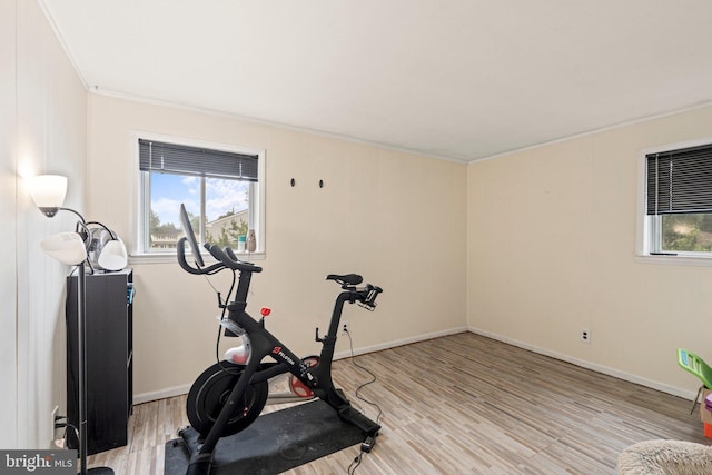 34 Swarthmore Ave, Stratford, NJ 08084 - workout area featuring light wood-style floors and ornamental molding