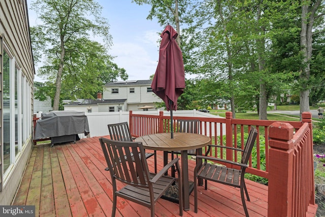 34 Swarthmore Ave, Stratford, NJ 08084 - wooden deck with outdoor dining area and grilling area