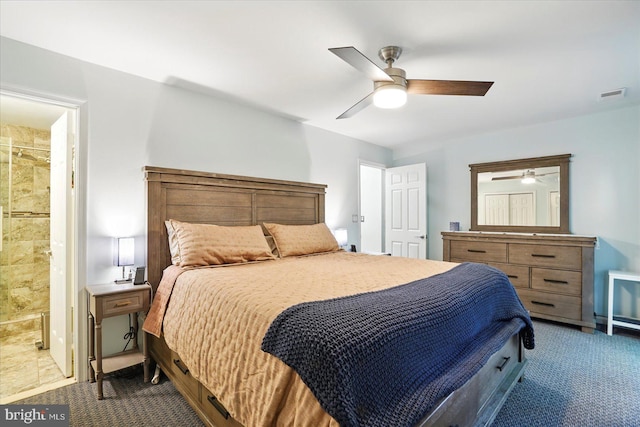 7100 Cipriano Springs Dr, Lanham, MD 20706 - carpeted bedroom featuring ceiling fan and ensuite bath