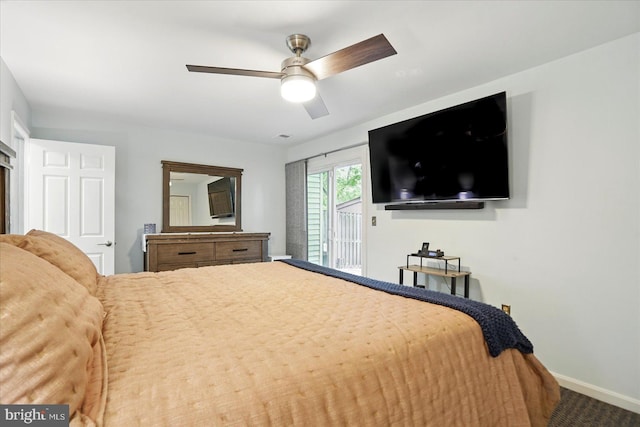 7100 Cipriano Springs Dr, Lanham, MD 20706 - bedroom with access to outside, baseboards, carpet, and a ceiling fan