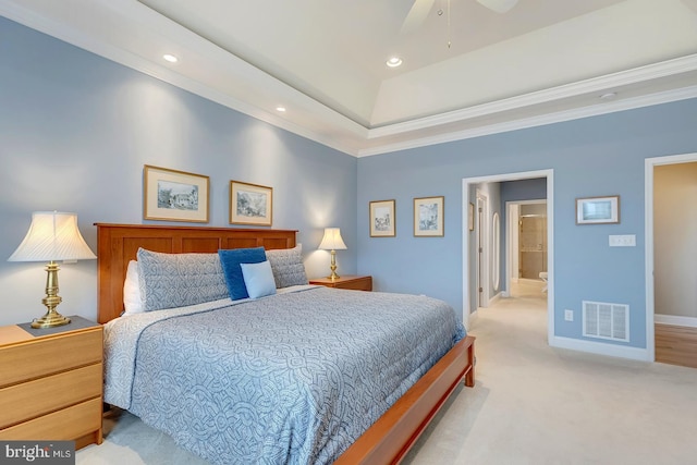 30957 Fowlers Path, Millsboro, DE 19966 - bedroom featuring light colored carpet, recessed lighting, ornamental molding, and a ceiling fan