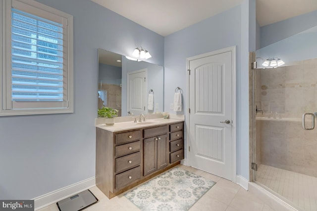 30957 Fowlers Path, Millsboro, DE 19966 - full bath featuring vanity, a stall shower, and tile patterned floors