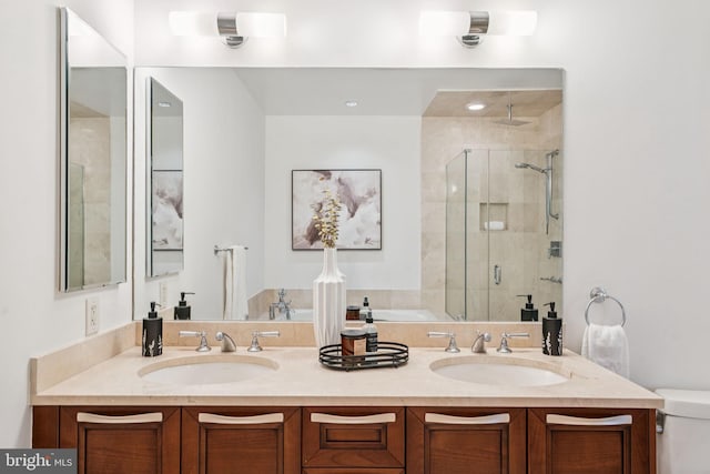 50 S 16th St Unit 4507, Philadelphia, PA 19102 - full bathroom featuring a stall shower, double vanity, and a garden tub