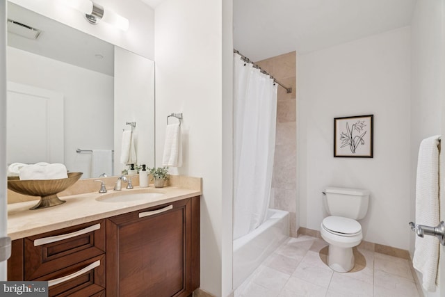 50 S 16th St Unit 4507, Philadelphia, PA 19102 - full bathroom featuring vanity, shower / bath combo with shower curtain, and tile patterned floors