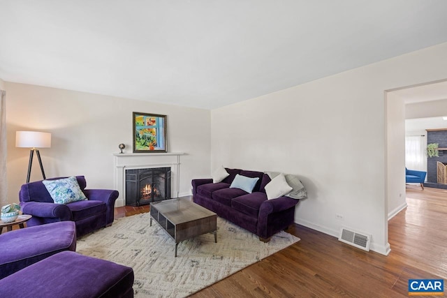 1007 Saint Charles Ave, Charlottesville, VA 22901 - living area featuring wood finished floors, a lit fireplace, and baseboards