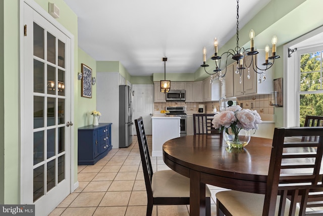 108 Partridge Way, Landenberg, PA 19350 - dining area with light tile patterned floors and a chandelier