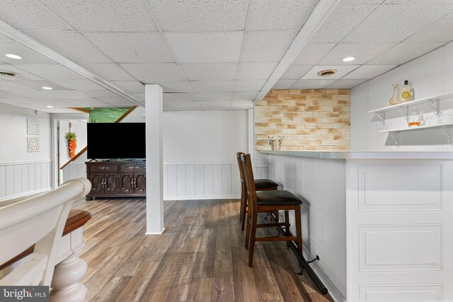 108 Partridge Way, Landenberg, PA 19350 - bar area featuring hardwood / wood-style flooring, a paneled ceiling, wainscoting, and recessed lighting