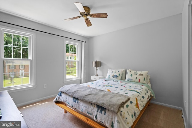 8017 Lake Pleasant Dr, Springfield, VA 22153 - carpeted bedroom with baseboards and a ceiling fan