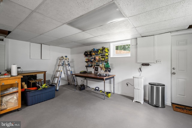 8017 Lake Pleasant Dr, Springfield, VA 22153 - below grade area featuring a drop ceiling and baseboards