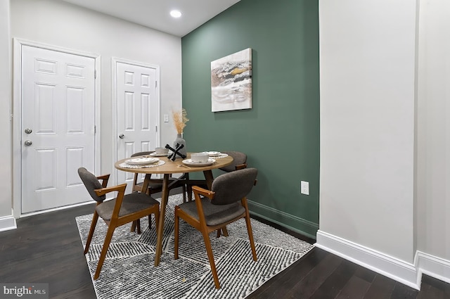 3121 Gwynns Falls Pkwy, Baltimore, MD 21216 - dining room featuring dark wood finished floors, baseboards, and recessed lighting