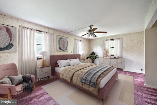 3314 Skyview Dr, Glenville, PA 17329 - carpeted bedroom featuring wallpapered walls and a ceiling fan