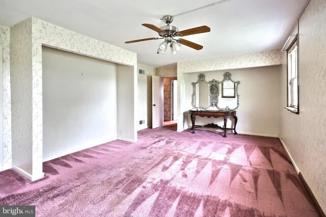 3314 Skyview Dr, Glenville, PA 17329 - carpeted bedroom with wallpapered walls, baseboards, and ceiling fan