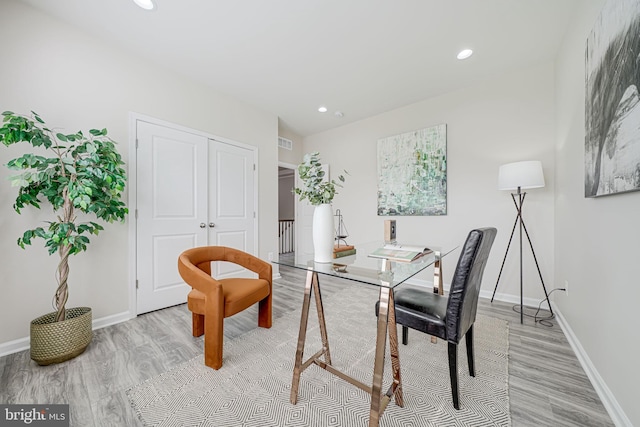 9563 Jefferson St, Manassas, VA 20110 - office space featuring light wood-style flooring, baseboards, and recessed lighting