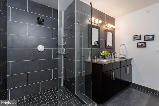 1204 S 12th St Unit O, Philadelphia, PA 19147 - bathroom featuring double vanity, tile patterned floors, and tiled shower