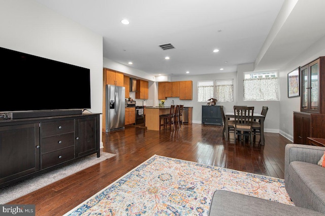 1204 S 12th St Unit O, Philadelphia, PA 19147 - living room with dark wood-type flooring, recessed lighting, and baseboards