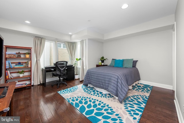 1204 S 12th St Unit O, Philadelphia, PA 19147 - bedroom featuring a desk, baseboards, wood-type flooring, and recessed lighting