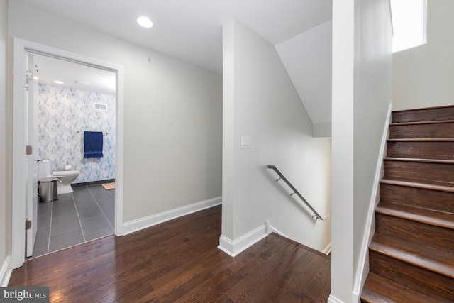 1204 S 12th St Unit O, Philadelphia, PA 19147 - staircase with wood finished floors, baseboards, and recessed lighting