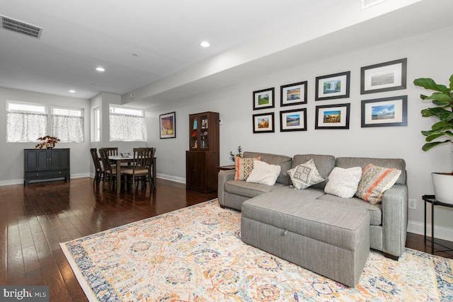 1204 S 12th St Unit O, Philadelphia, PA 19147 - living room featuring baseboards, wood-type flooring, and recessed lighting