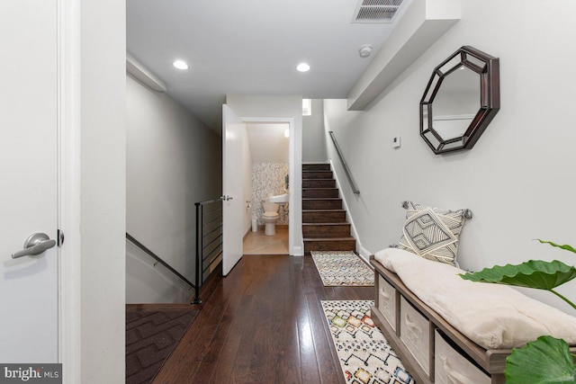 1204 S 12th St Unit O, Philadelphia, PA 19147 - stairs featuring hardwood / wood-style flooring, recessed lighting, and baseboards