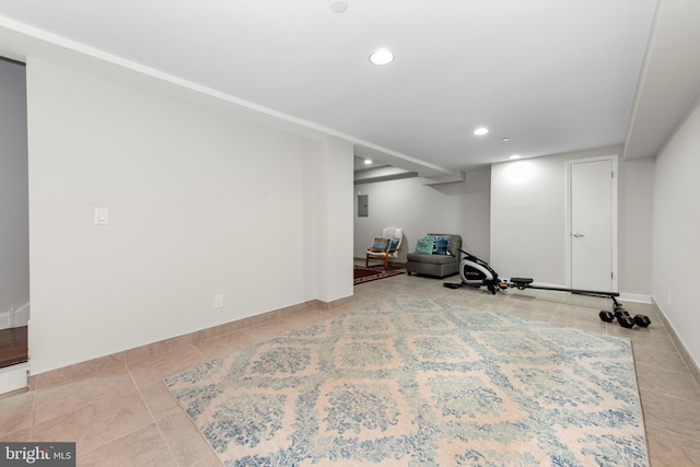 1204 S 12th St Unit O, Philadelphia, PA 19147 - workout area featuring tile patterned flooring, recessed lighting, and baseboards