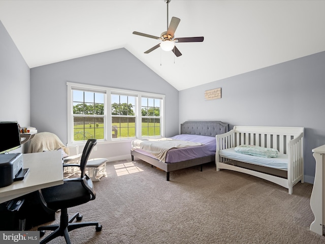 215 Naples Way, Charles Town, WV 25414 - carpeted bedroom with lofted ceiling, an office area, and ceiling fan