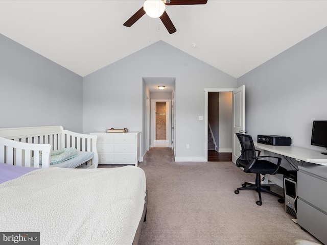215 Naples Way, Charles Town, WV 25414 - carpeted bedroom featuring lofted ceiling, a ceiling fan, and a desk