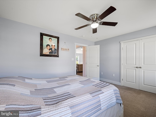215 Naples Way, Charles Town, WV 25414 - bedroom with carpet flooring, a closet, and a ceiling fan