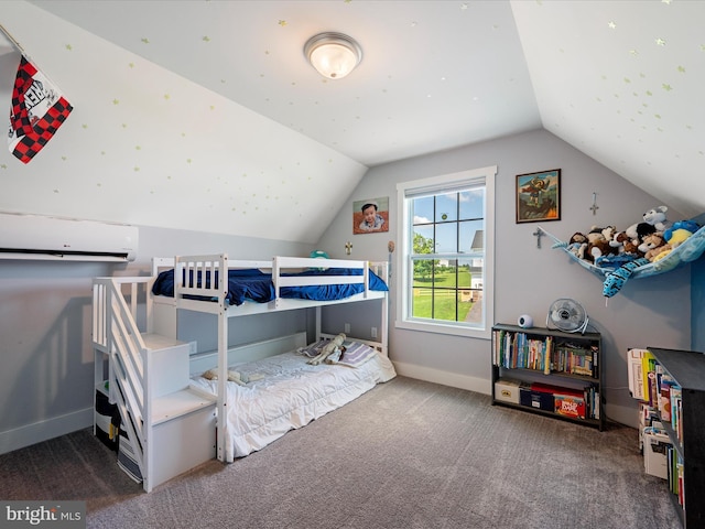 215 Naples Way, Charles Town, WV 25414 - carpeted bedroom with vaulted ceiling and an AC wall unit